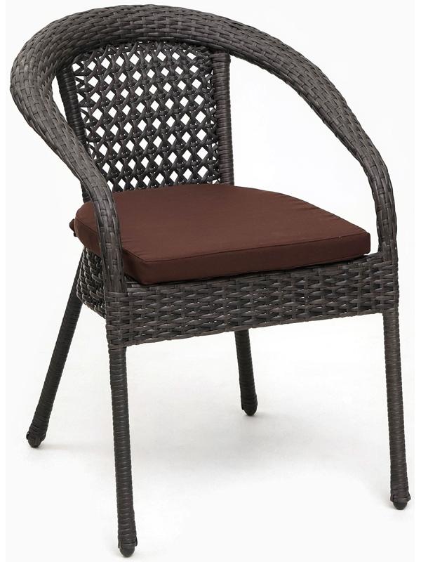 Кресло садовое из искусственного ротанга 60х70х80см венге с подушкой