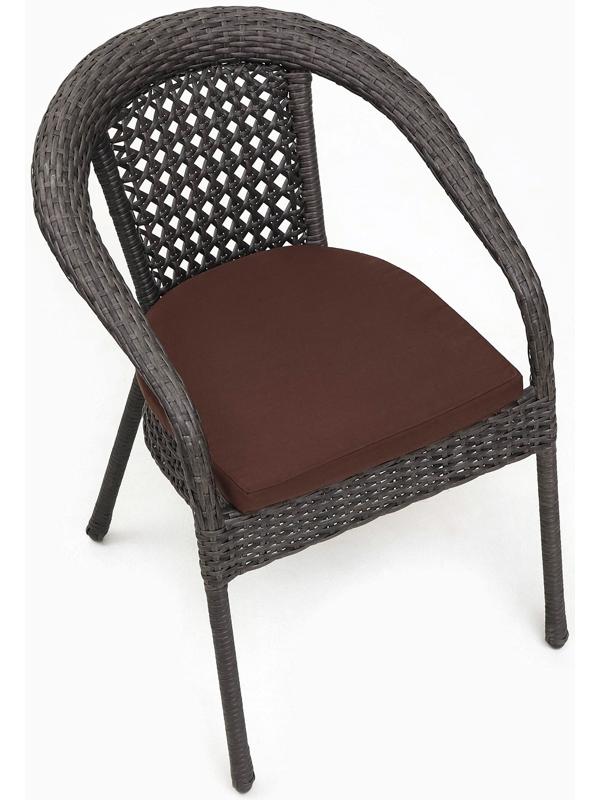 Кресло садовое из искусственного ротанга 60х70х80см венге с подушкой