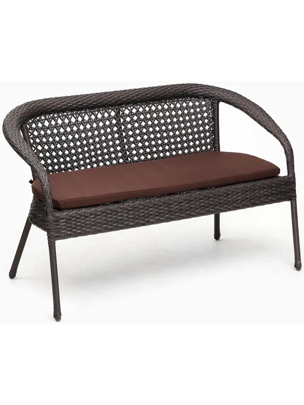 Диван садовый из искусственного ротанга 130х70х80см венге