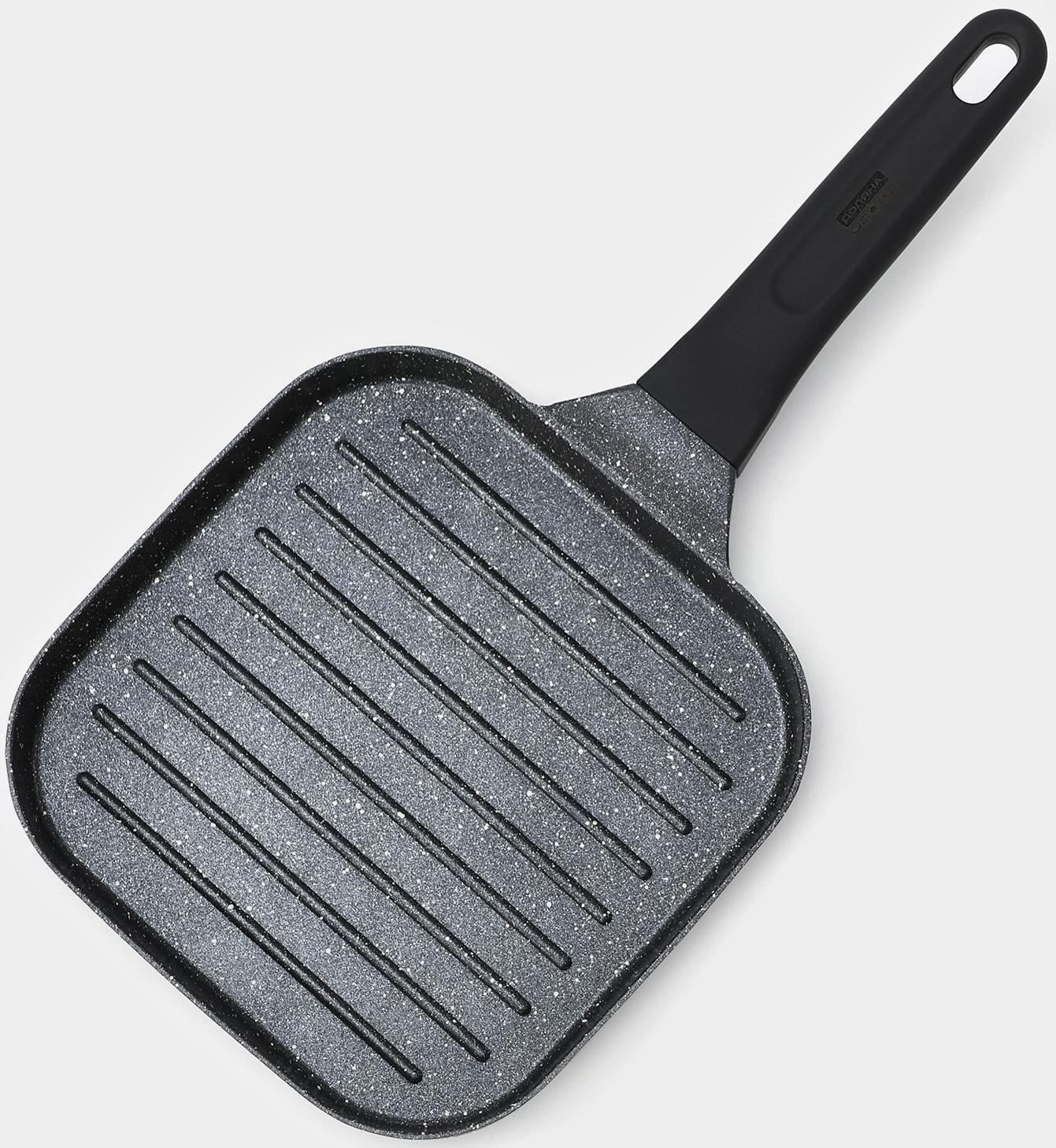 Сковорода гриль Доляна «Моно», d=18 см, индукция, цвет темный мрамор