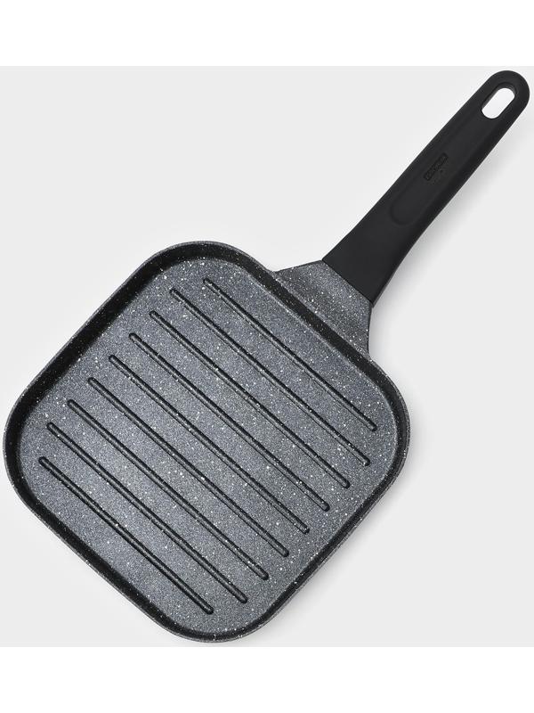 Сковорода гриль Доляна «Моно», d=18 см, индукция, цвет темный мрамор