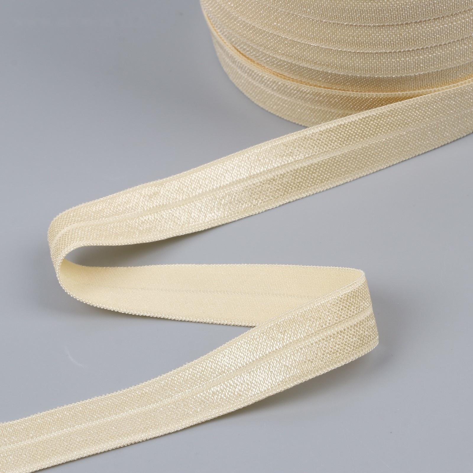 Косая бейка, эластичная, 15 мм × 50 ± 1 м, цвет бежевый