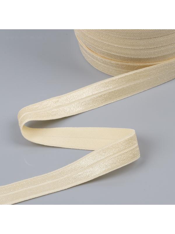 Косая бейка, эластичная, 15 мм × 50 ± 1 м, цвет бежевый