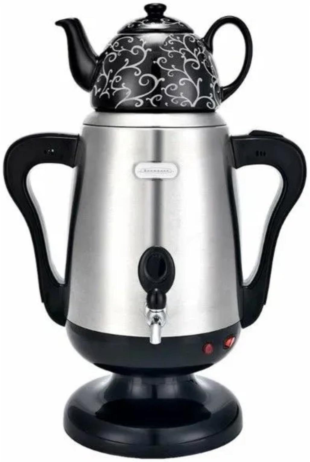 Самовар Волжанка СМВ-001, металл, 3.5 л, 1800 Вт, серебристый