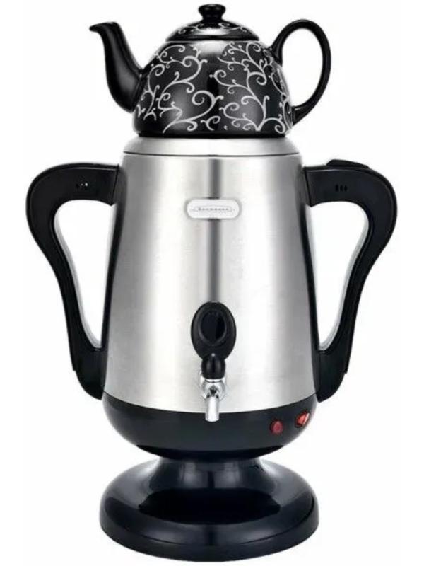 Самовар Волжанка СМВ-001, металл, 3.5 л, 1800 Вт, серебристый