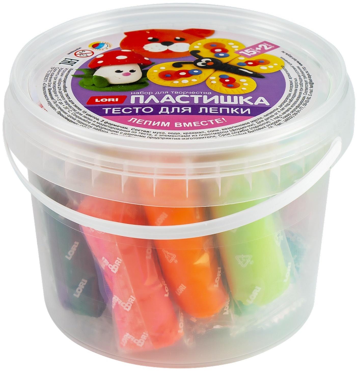 Тесто для лепки «Пластишка», 15 цв. по 24 гр, с формочками