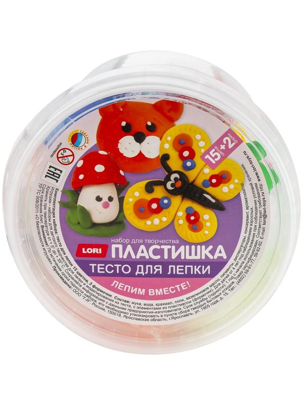 Тесто для лепки «Пластишка», 15 цв. по 24 гр, с формочками