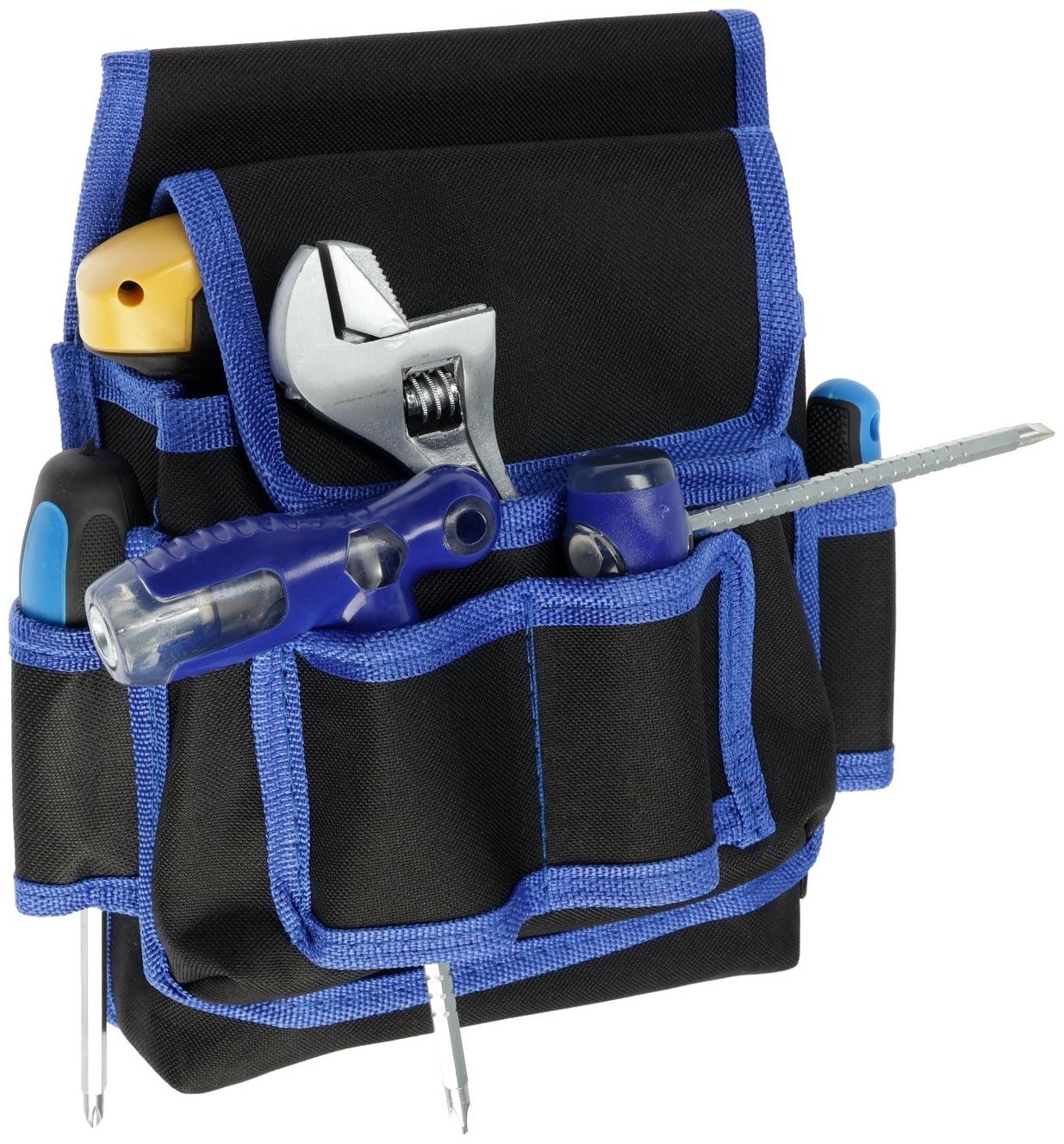 Сумка-пояс для инструментов ТУНДРА, одинарная, 2 кармана, 4 петли