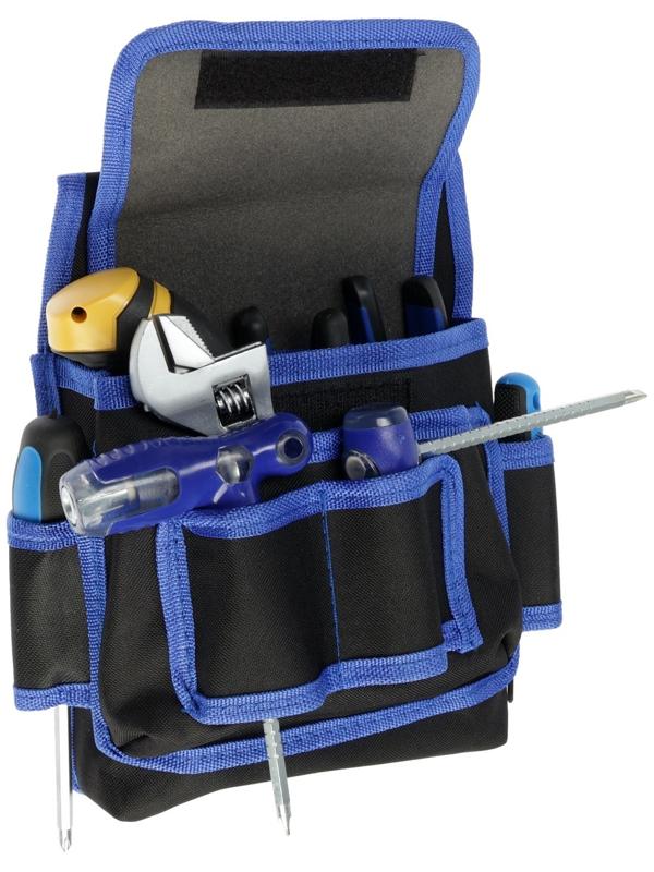 Сумка-пояс для инструментов ТУНДРА, одинарная, 2 кармана, 4 петли