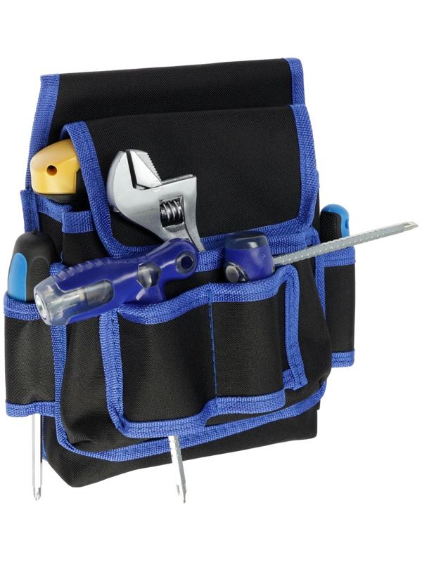 Сумка-пояс для инструментов ТУНДРА, одинарная, 2 кармана, 4 петли