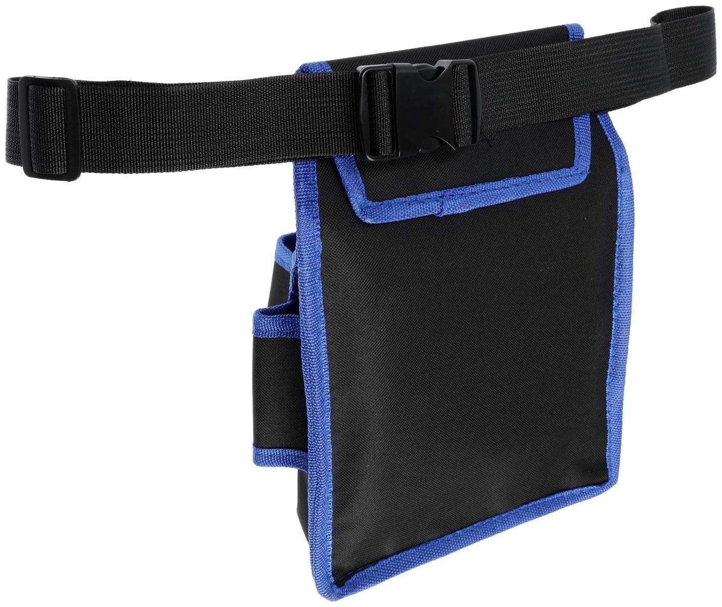 Сумка-пояс для инструментов ТУНДРА, одинарная, 2 кармана. 5 петлей