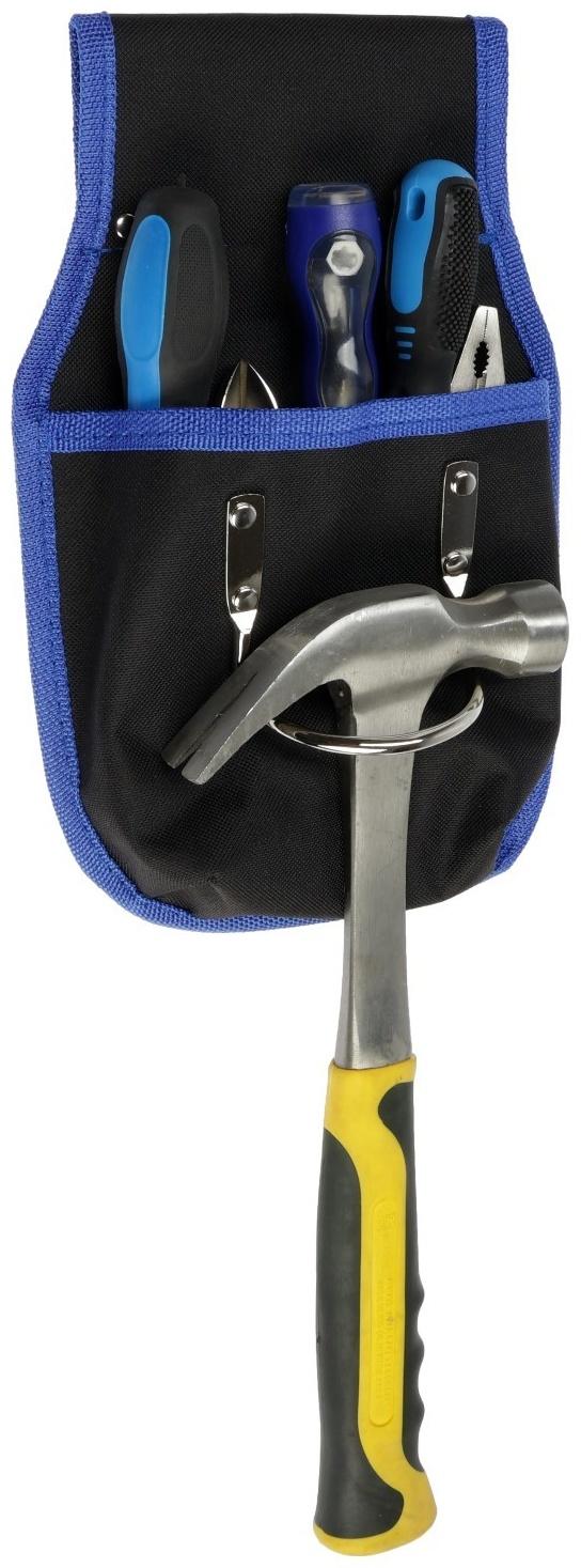 Сумка-пояс ТУНДРА, одинарная, держатель для молотка, карман