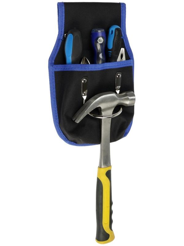 Сумка-пояс ТУНДРА, одинарная, держатель для молотка, карман