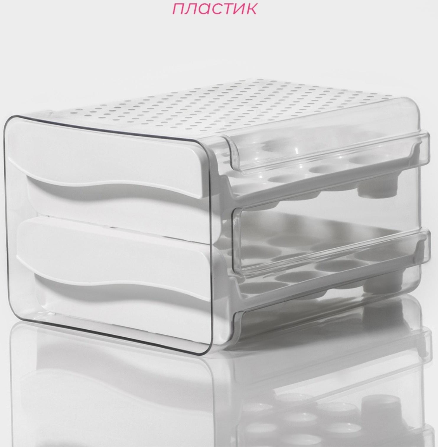 Контейнер для хранения яиц Доляна, 40 ячеек, 27×22×16 см, цвет белый