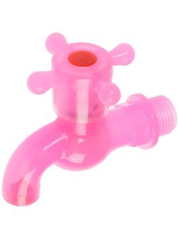 Кран водоразборный ZEIN, с крестовой ручкой, PP, с шаровым механизмом, розовый