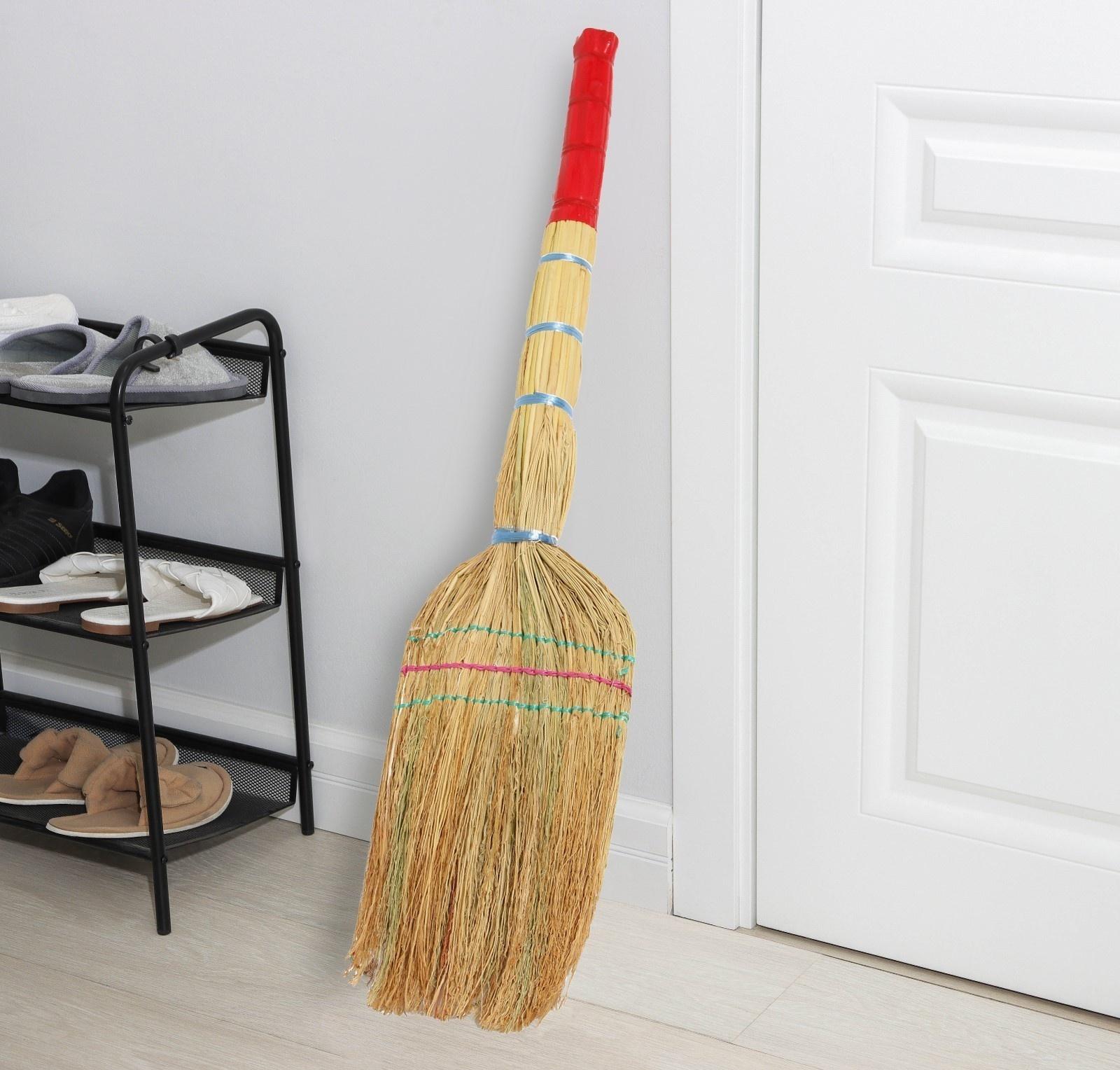 Веник узбекский из сорго СУПЕРЦЕНА 3х-прошивной средний, 81-86 см, (фасовка 50шт.)