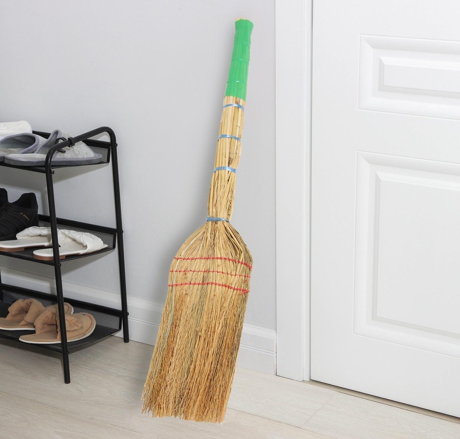 Веник узбекский из сорго СУПЕРЦЕНА 3х-прошивной средний, 81-86 см, (фасовка 50шт.)