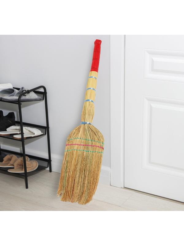 Веник узбекский из сорго СУПЕРЦЕНА 3х-прошивной средний, 81-86 см, (фасовка 50шт.)