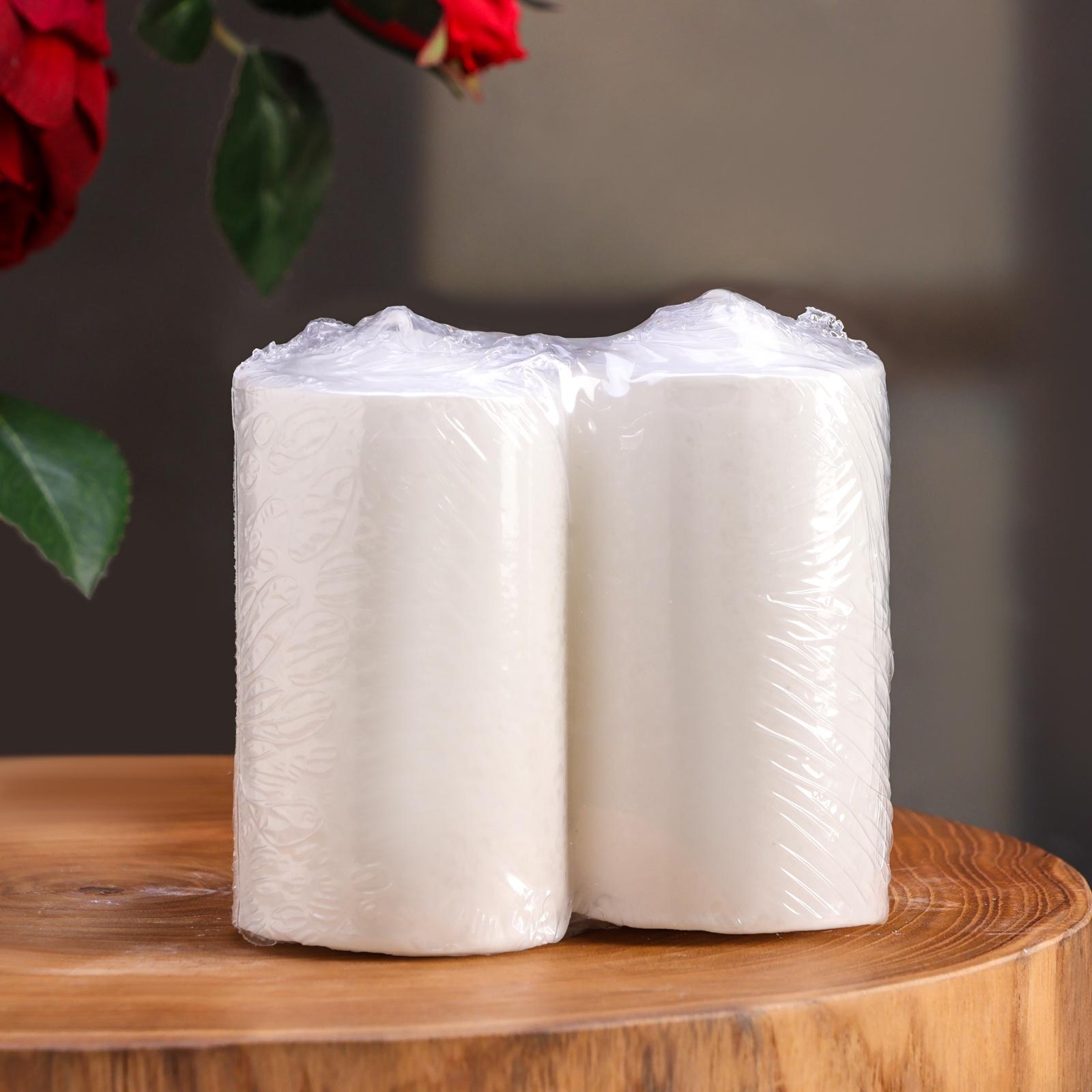 Набор свечей цилиндров, 5х10 см, 2 шт, белая