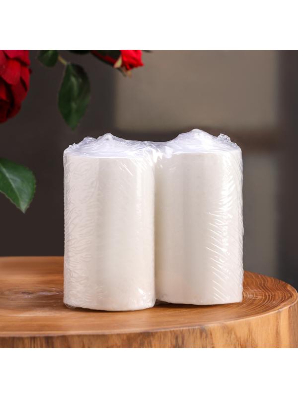 Набор свечей цилиндров, 5х10 см, 2 шт, белая