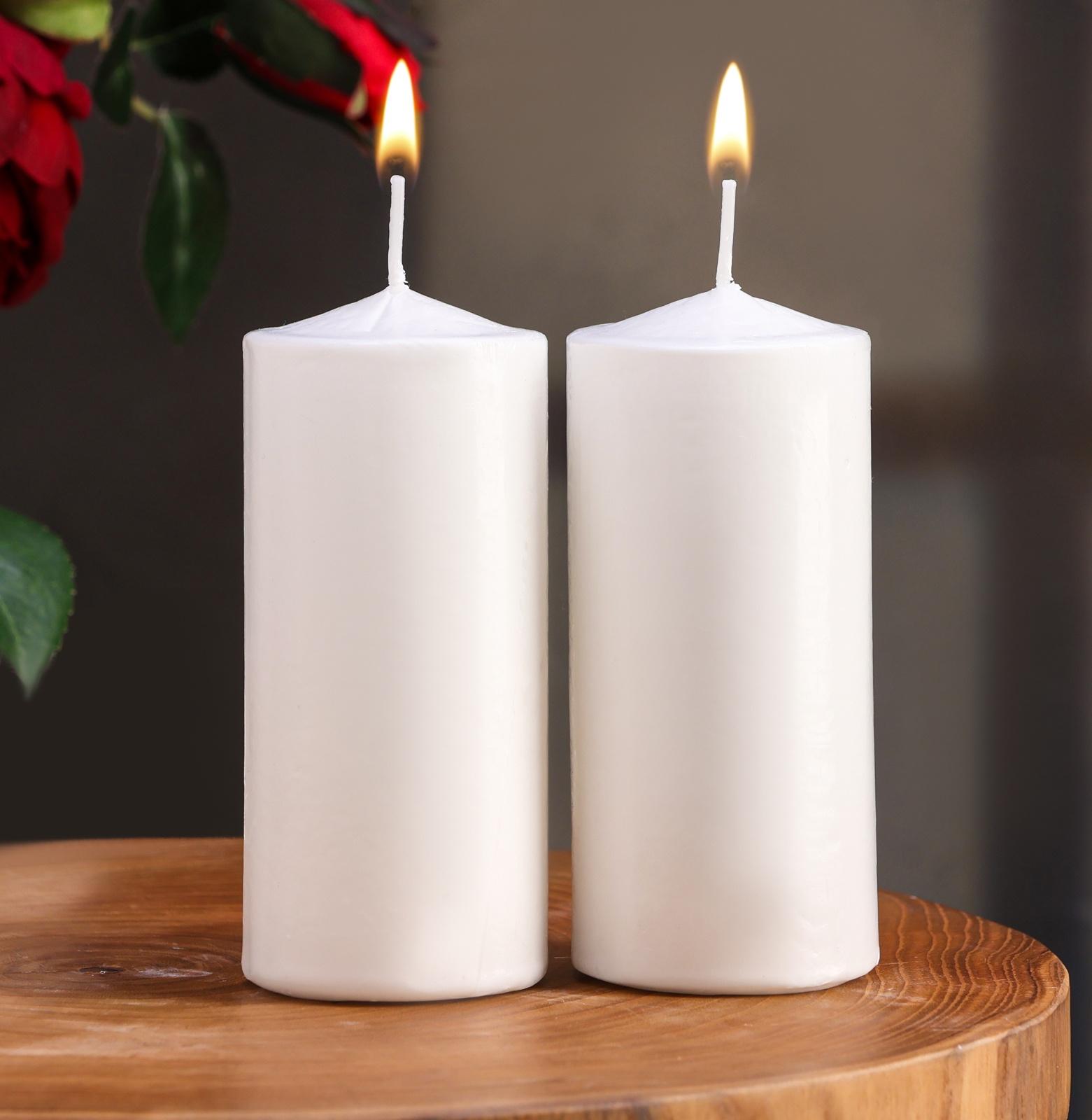 Набор свечей цилиндров, 5х12 см, 2 шт, белая