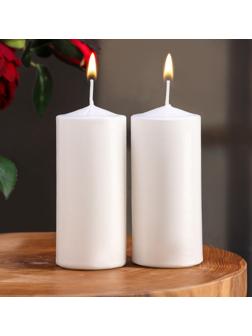 Набор свечей цилиндров, 5х12 см, 2 шт, белая