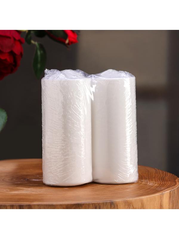 Набор свечей цилиндров, 5х12 см, 2 шт, белая