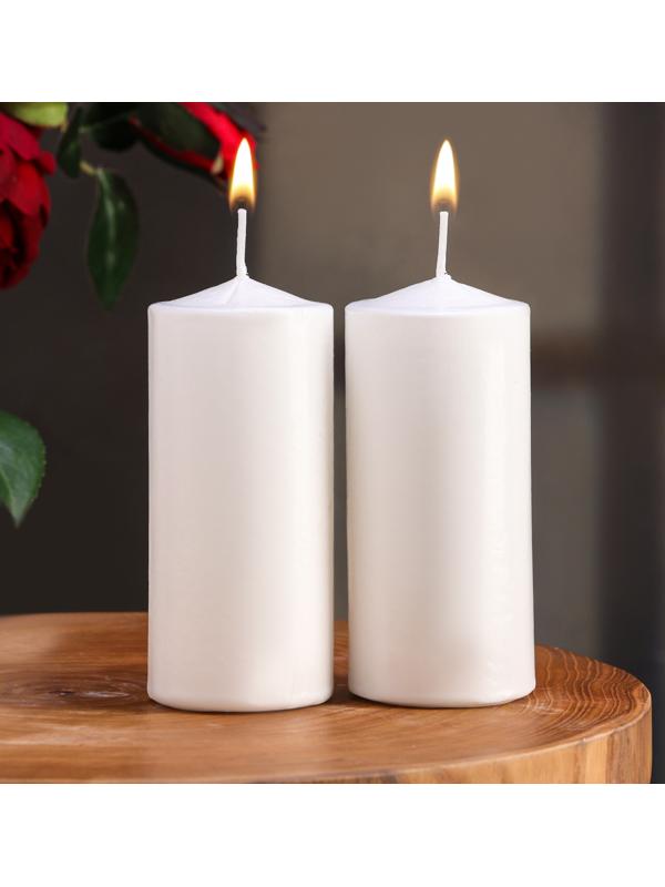 Набор свечей цилиндров, 5х12 см, 2 шт, белая