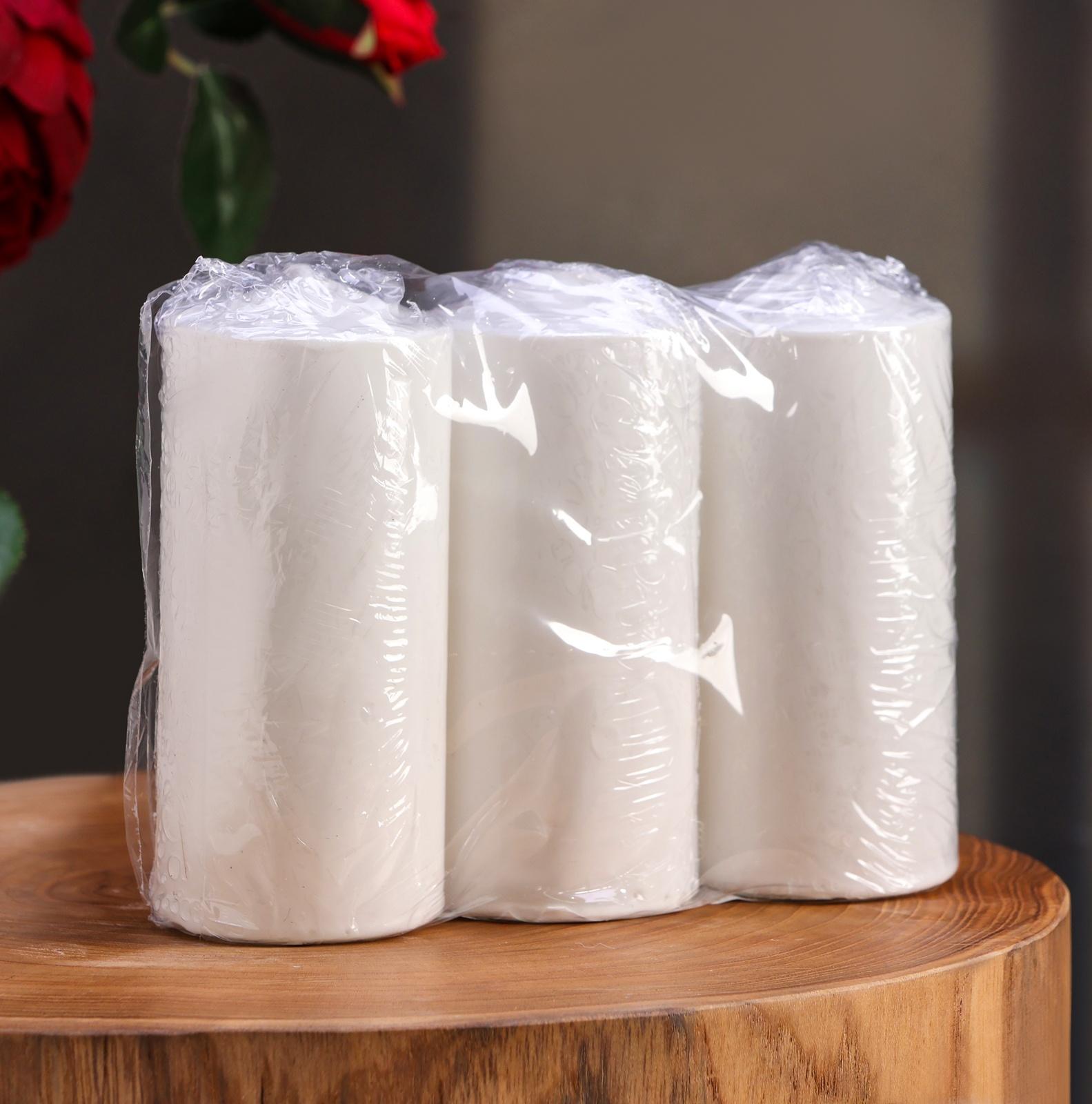 Набор свечей цилиндров, 5х12 см, 3 шт, белая