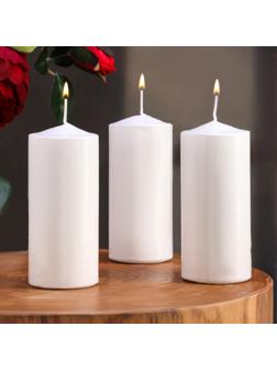 Набор свечей цилиндров, 5х12 см, 3 шт, белая