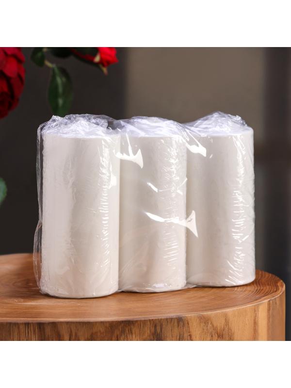 Набор свечей цилиндров, 5х12 см, 3 шт, белая