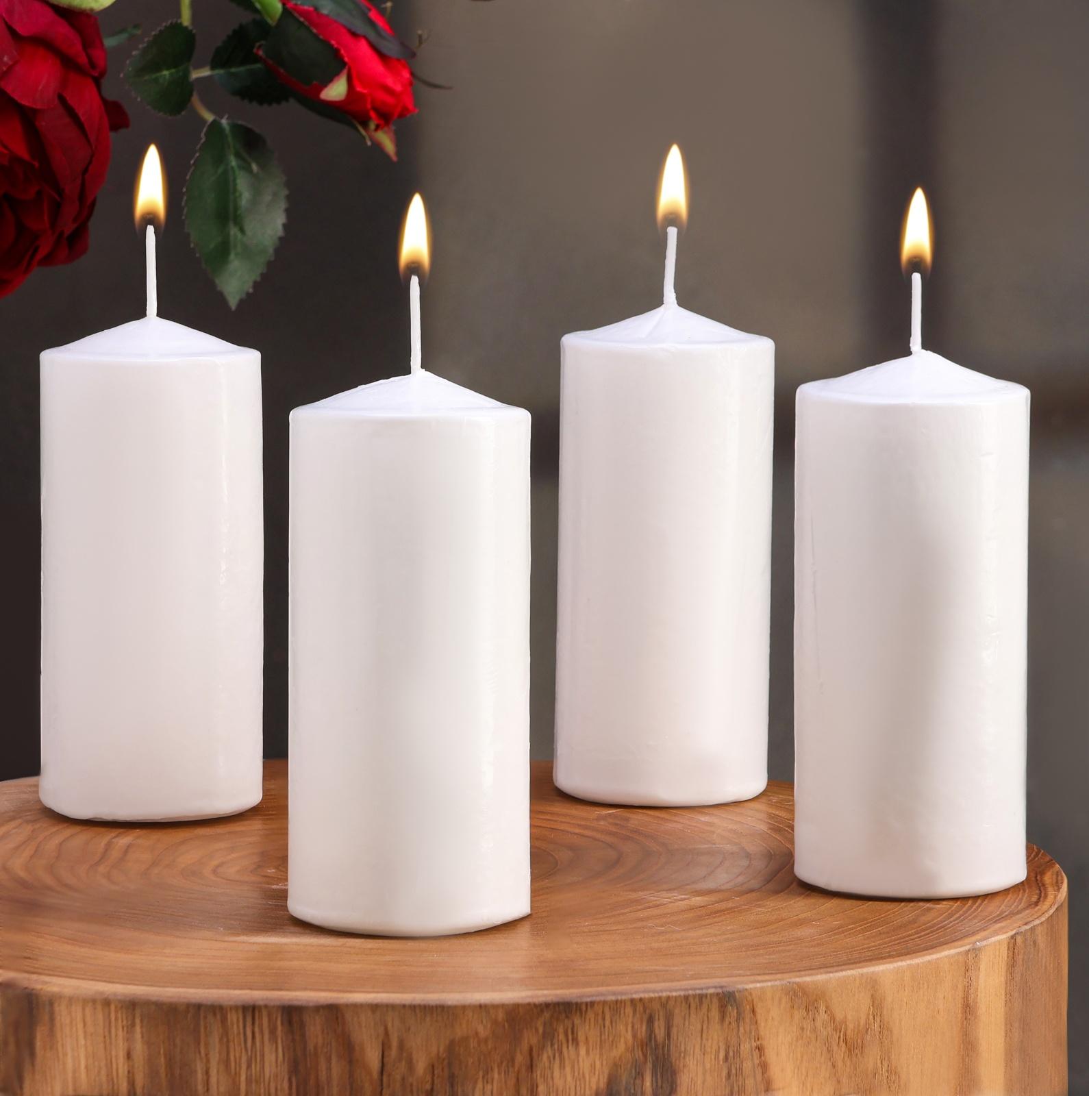 Набор свечей цилиндров, 5х12 см, 4 шт, белая