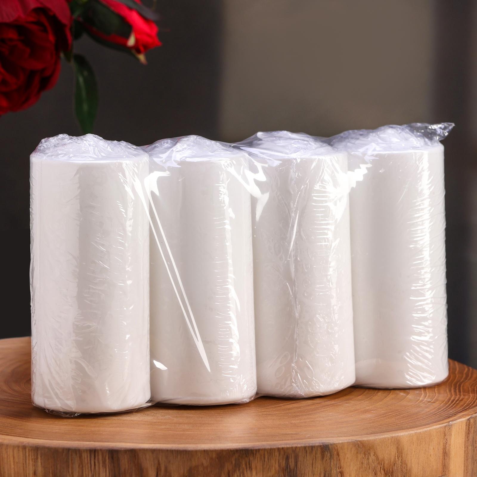 Набор свечей цилиндров, 5х12 см, 4 шт, белая