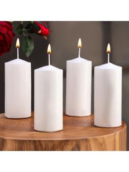 Набор свечей цилиндров, 5х12 см, 4 шт, белая