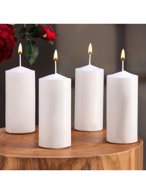 Набор свечей цилиндров, 5х12 см, 4 шт, белая