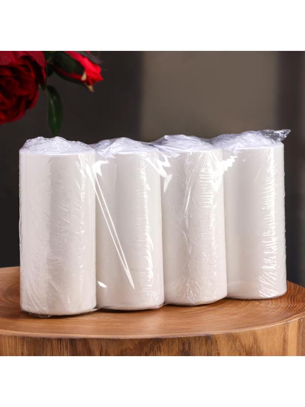 Набор свечей цилиндров, 5х12 см, 4 шт, белая