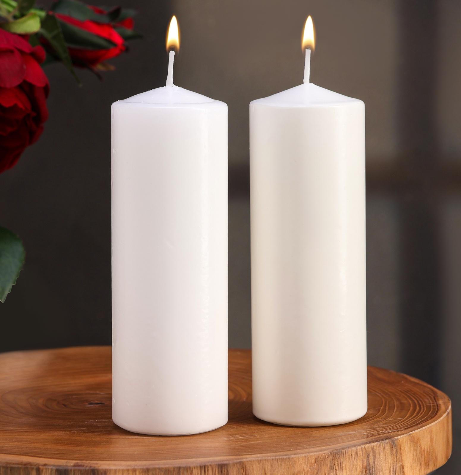 Набор свечей цилиндров, 5х15 см, 2 шт, белая