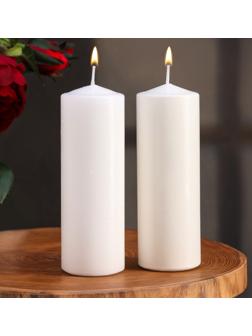 Набор свечей цилиндров, 5х15 см, 2 шт, белая