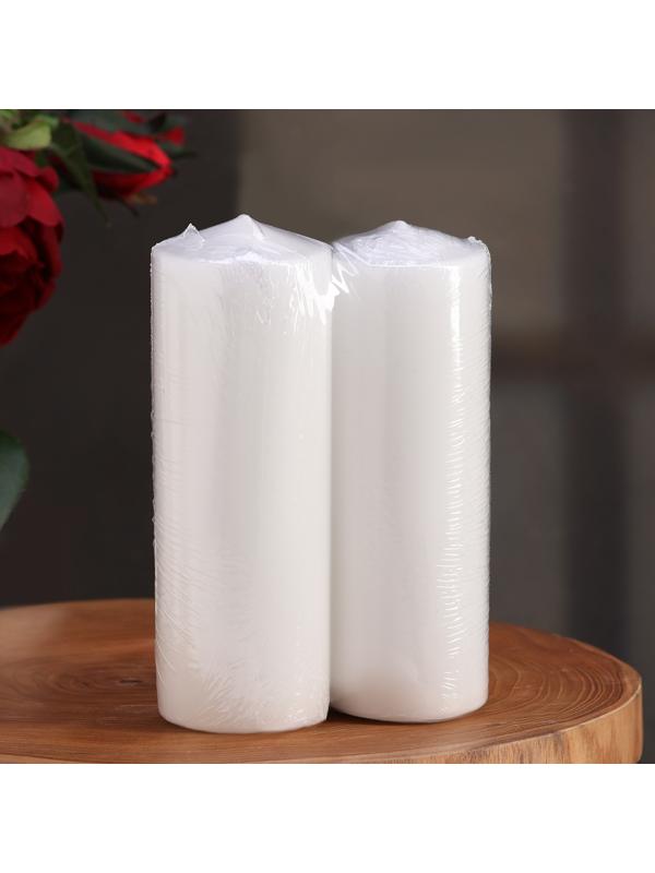 Набор свечей цилиндров, 5х15 см, 2 шт, белая