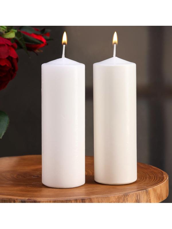Набор свечей цилиндров, 5х15 см, 2 шт, белая