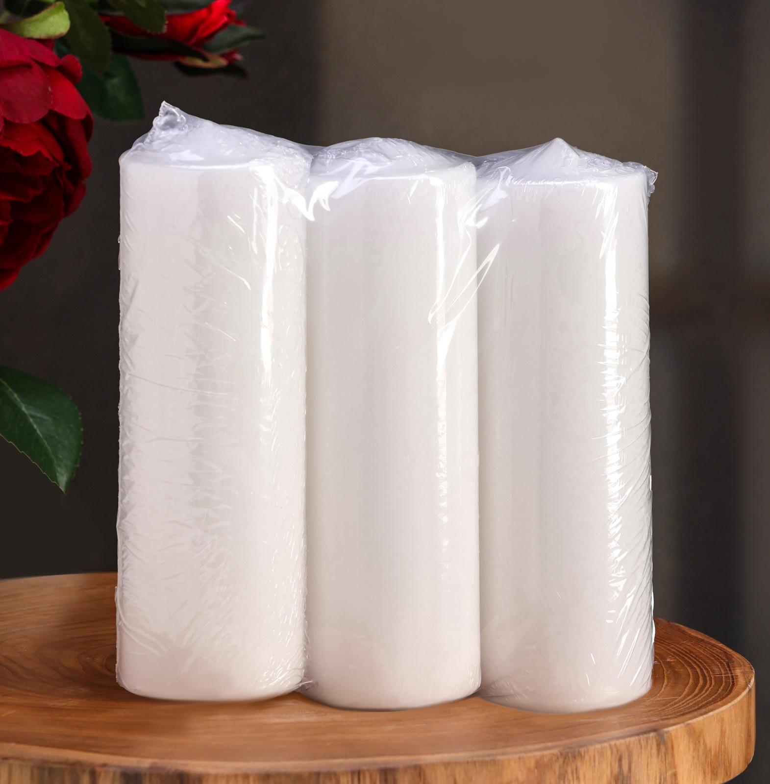 Набор свечей цилиндров, 5х15 см, 3 шт, белая