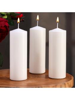Набор свечей цилиндров, 5х15 см, 3 шт, белая
