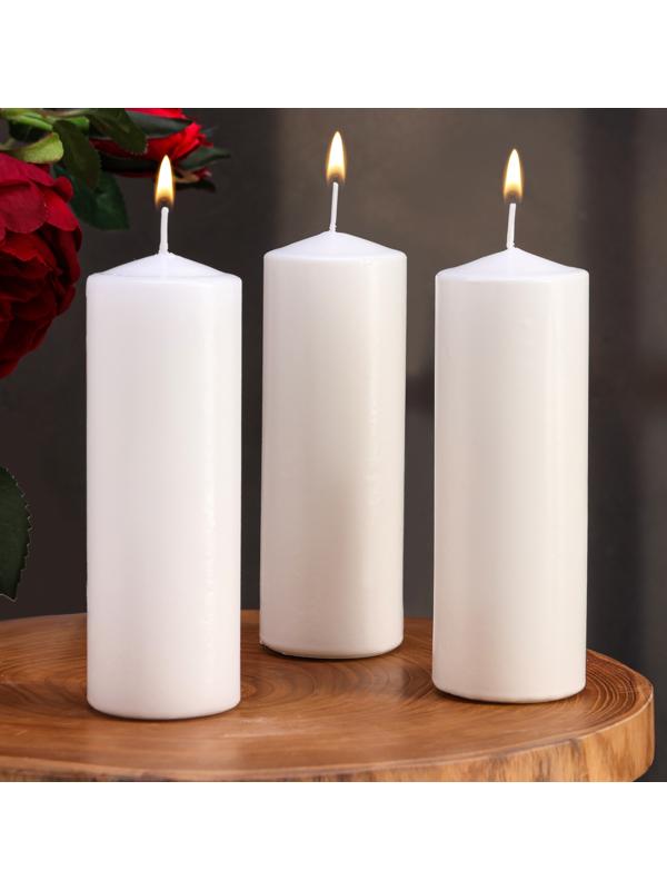 Набор свечей цилиндров, 5х15 см, 3 шт, белая