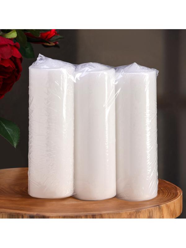 Набор свечей цилиндров, 5х15 см, 3 шт, белая