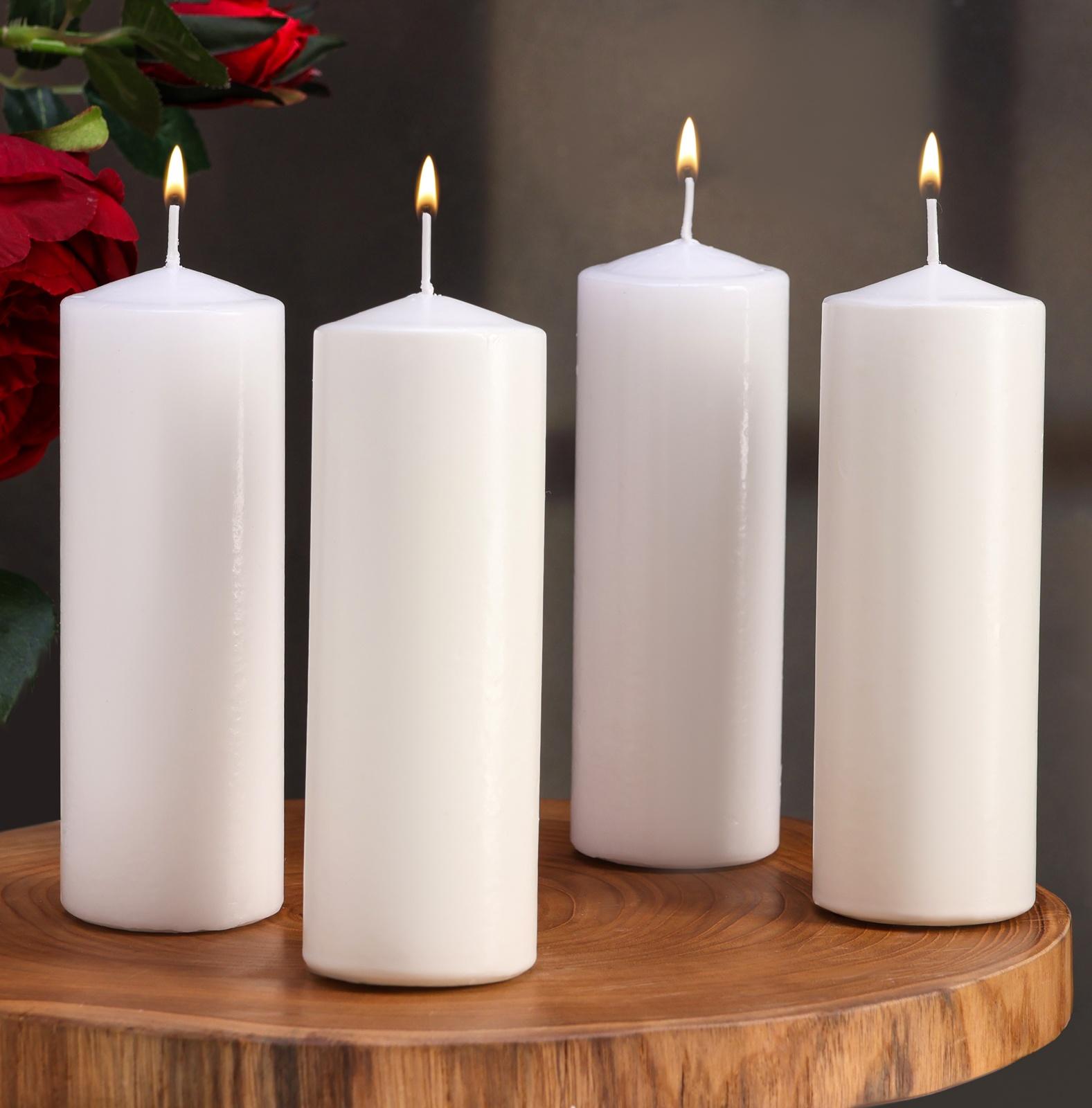 Набор свечей цилиндров, 5х15 см, 4 шт, белая