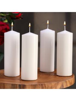 Набор свечей цилиндров, 5х15 см, 4 шт, белая