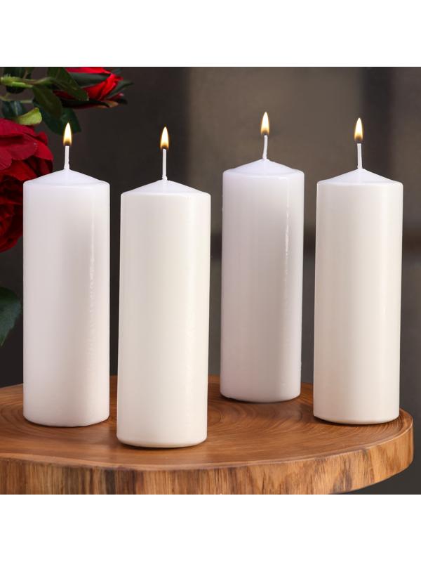 Набор свечей цилиндров, 5х15 см, 4 шт, белая