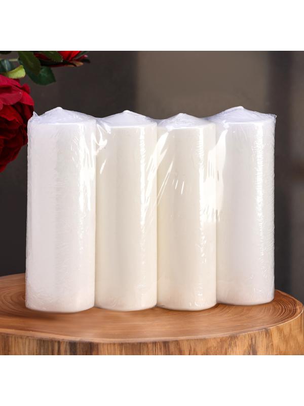 Набор свечей цилиндров, 5х15 см, 4 шт, белая