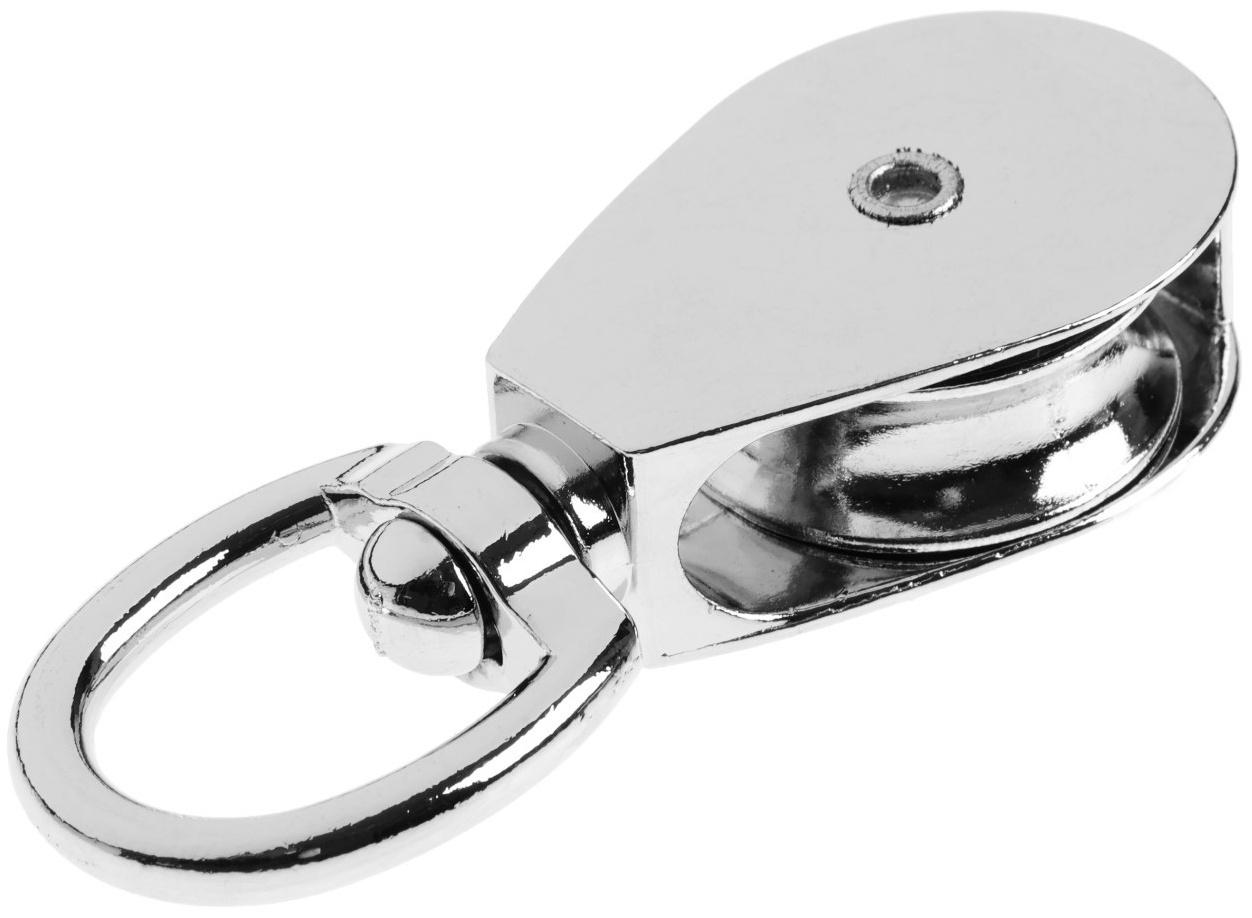 Блок одинарный с металлическим шкивом 30 мм, трос 8 мм, 1 шт