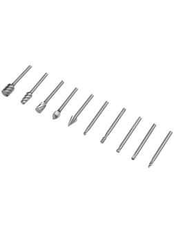 Набор шарошек по дереву и пластику ТУНДРА, диаметр хвостовика 3 мм, 10 шт.